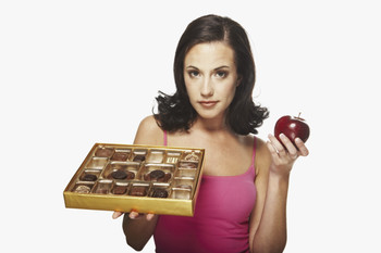 sexy-woman-box-of-chocolates-and-apple